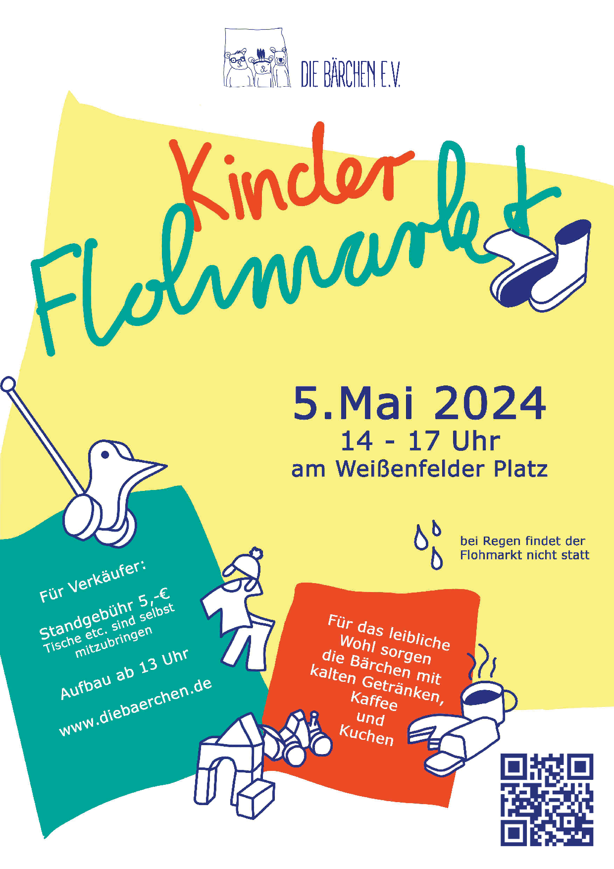 Plakat: Kinderflohmarkt am 5. Mai 2024 von 14 bis 17 Uhr am Weißenfelder Platz